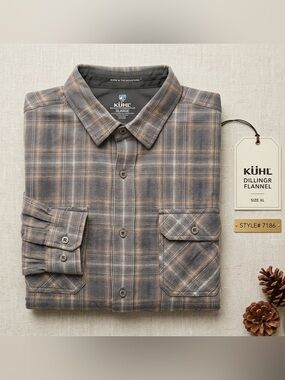 Kuhl Dillingr Men’s Long Sleeve Plaid Flannel Button Down Shirt | Size XL